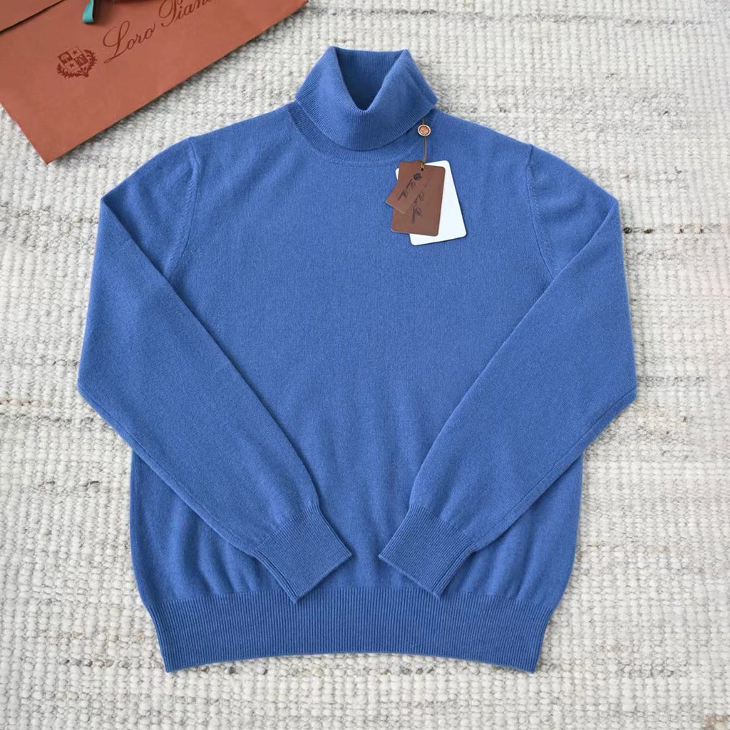 Loro Piana Men's Dolcevita Classic High-Neck Sweater Spring/Fall/Winter Solid-Color Long-Sleeve Cashmere Knit Ngvp #2721