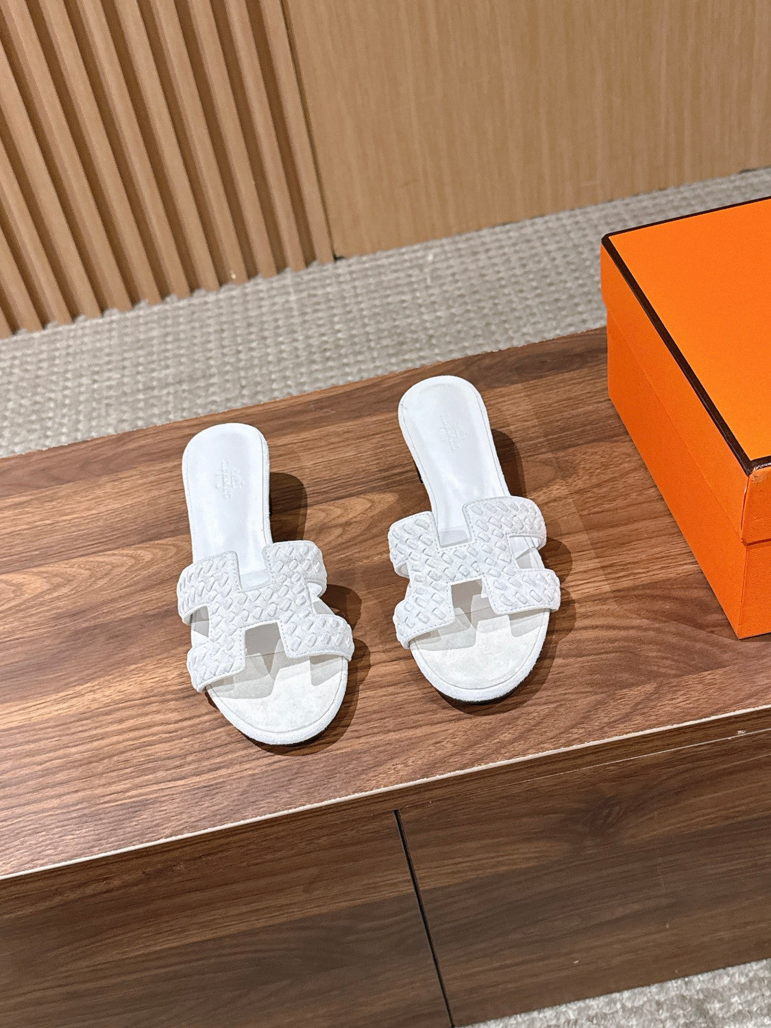 Hermès Woven Low Heel Slippers #384073