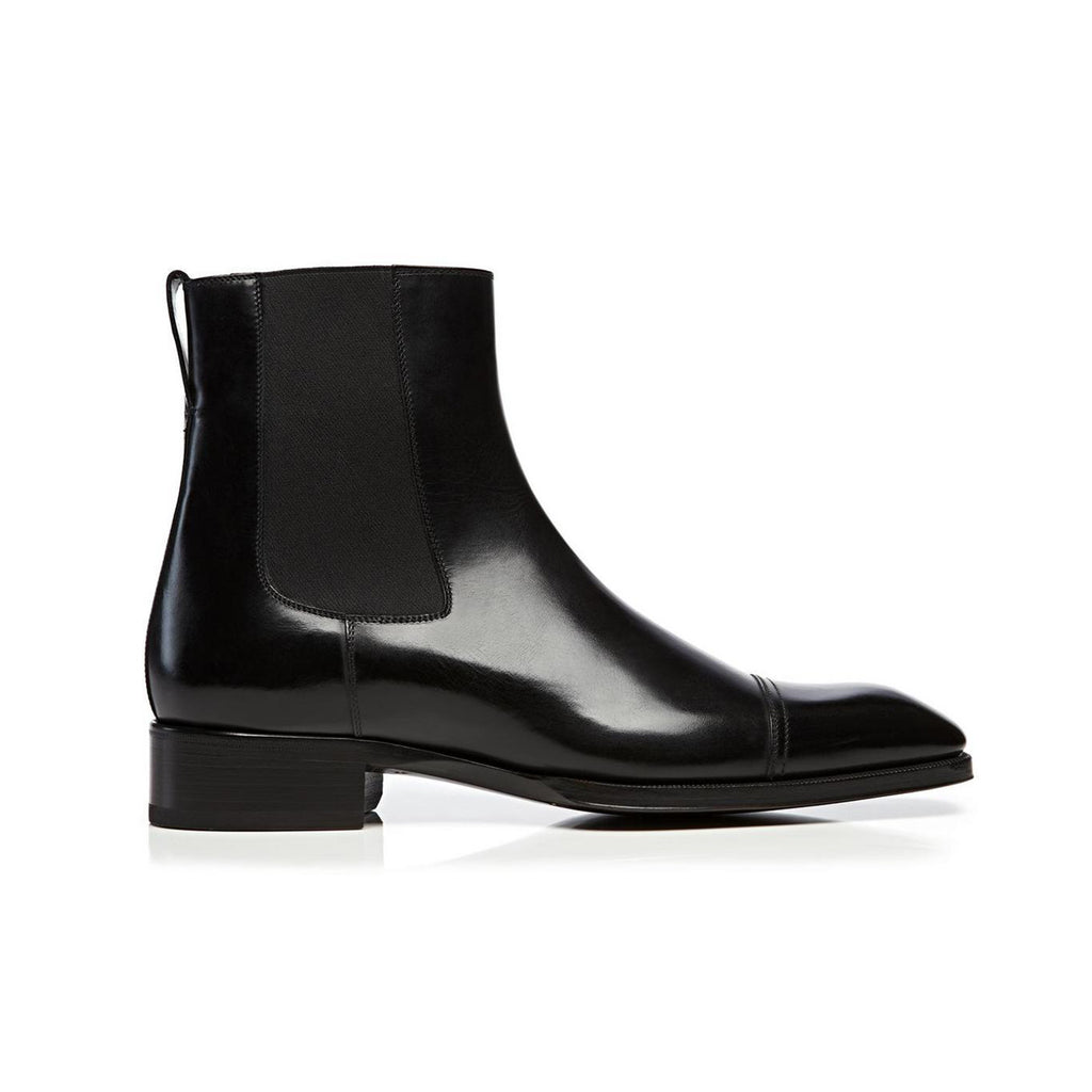 Tom Ford Men's Fashion Luxury Leather Chelsea Boots Autumn And Winter Black With Heel Leather Shoes Temperament Comfortable Shoes #81253