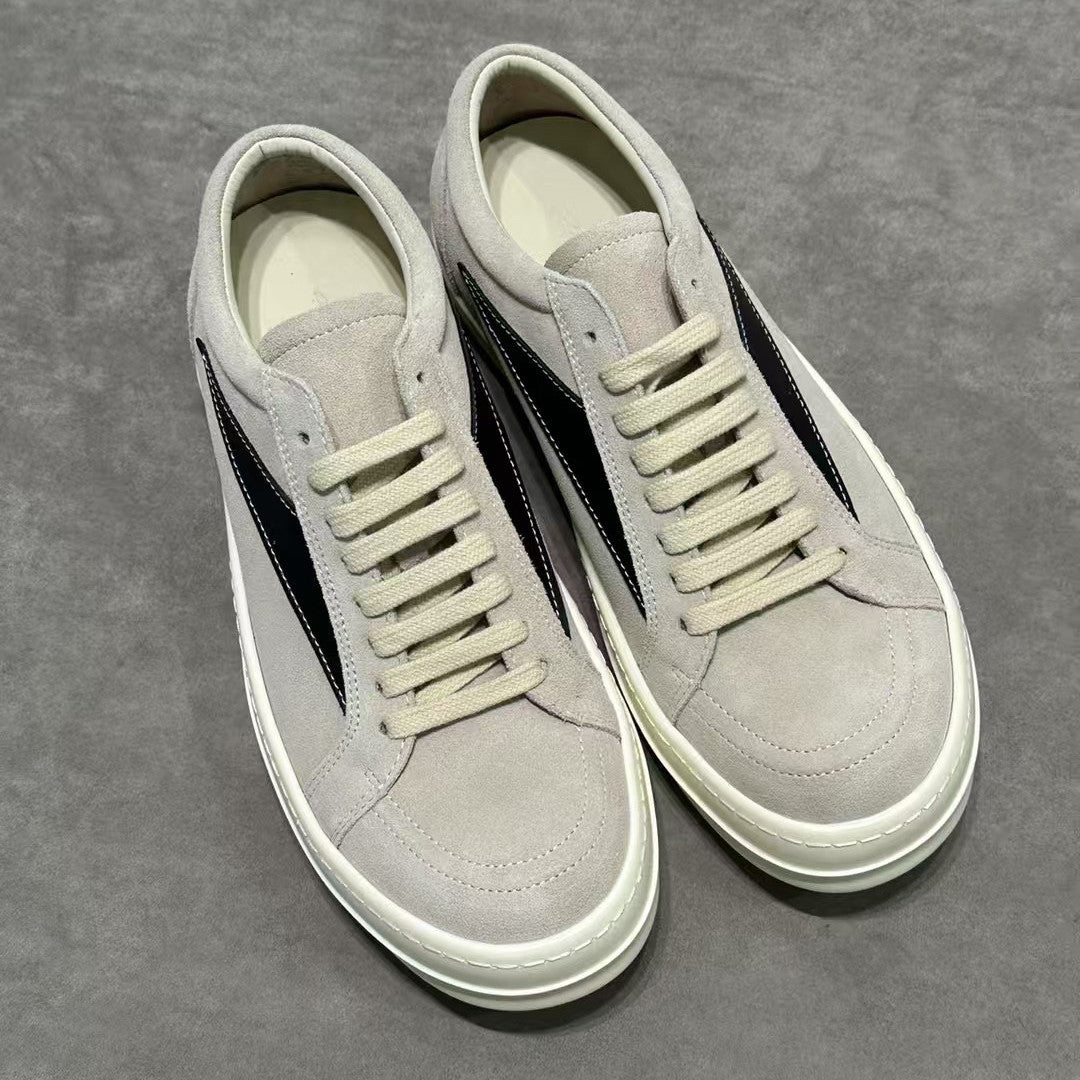 Rick Owens Men's And Women's Spring/Fall Fashion Casual Round Toe Lace Up Color Block Flat Low Top Sneakers Shoes #79449