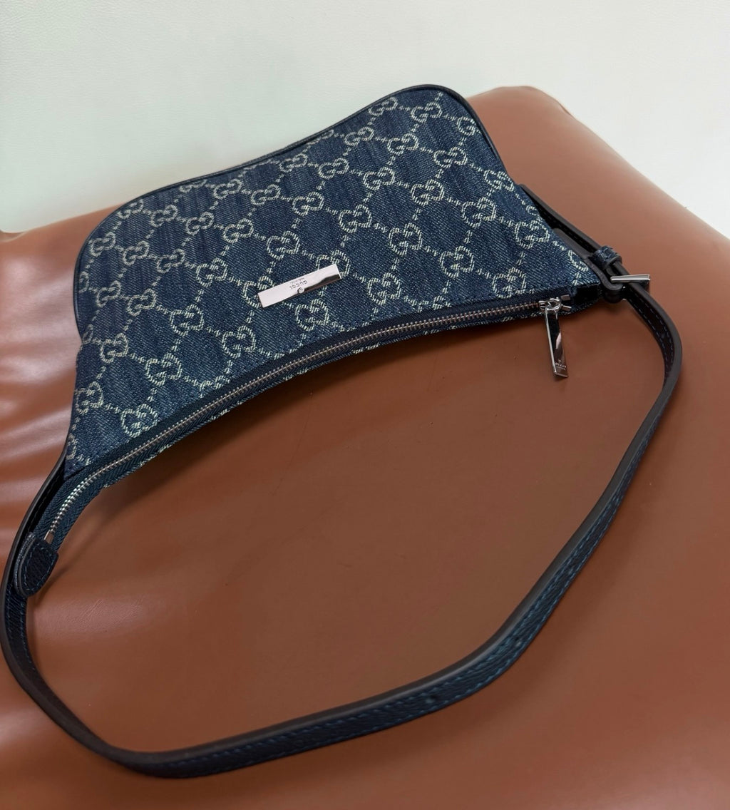 GUCCI Lady Lunetta Small Shoulder Bag GG Denim #384081