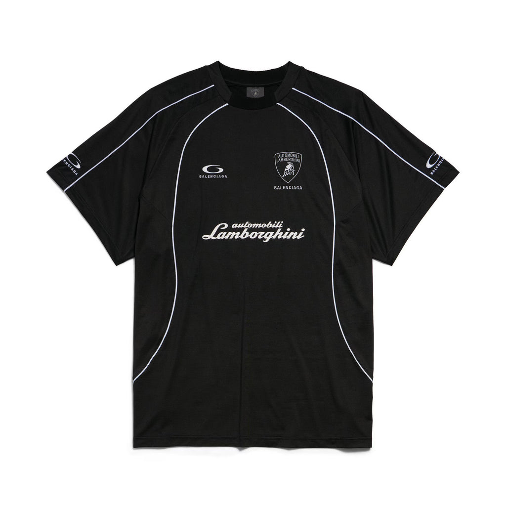 Balenciaga I Automobili Lamborghini Oversized Soccer Men's Summer Short Sleeved T-shirt In Black Mesh Jersey Casual Shorts Set Suit #77457