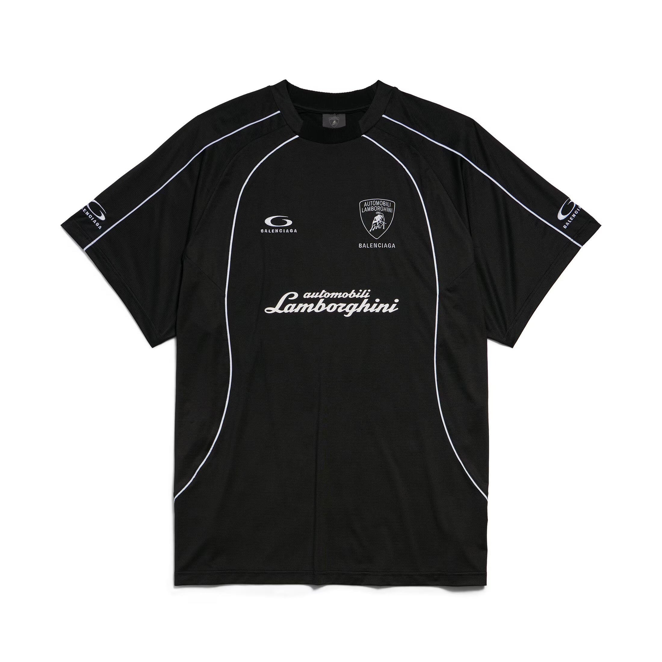 Balenciaga I Automobili Lamborghini Oversized Soccer Men's Summer Short Sleeved T-shirt In Black Mesh Jersey Casual Shorts Set Suit #77457
