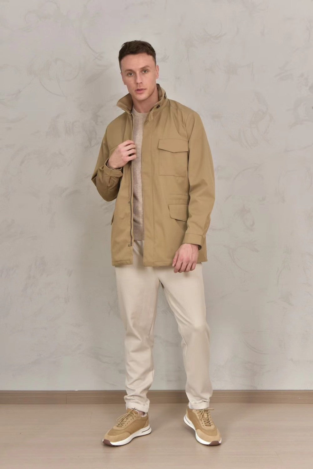 Loro Piana Men's Spring Solid Traveller Windmate® Jacket Standing Collar Long Sleeve Zipper Casual Fitted Jacket Ngvp #8652