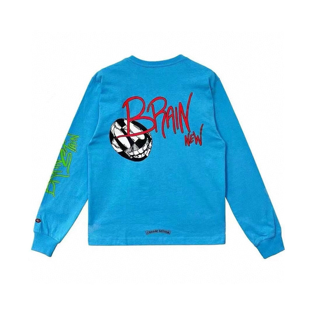 Chrome Hearts Men's Women's Spring Summer Fashion Letter Graffiti Blue Round Neck Long Sleeve Top #98727