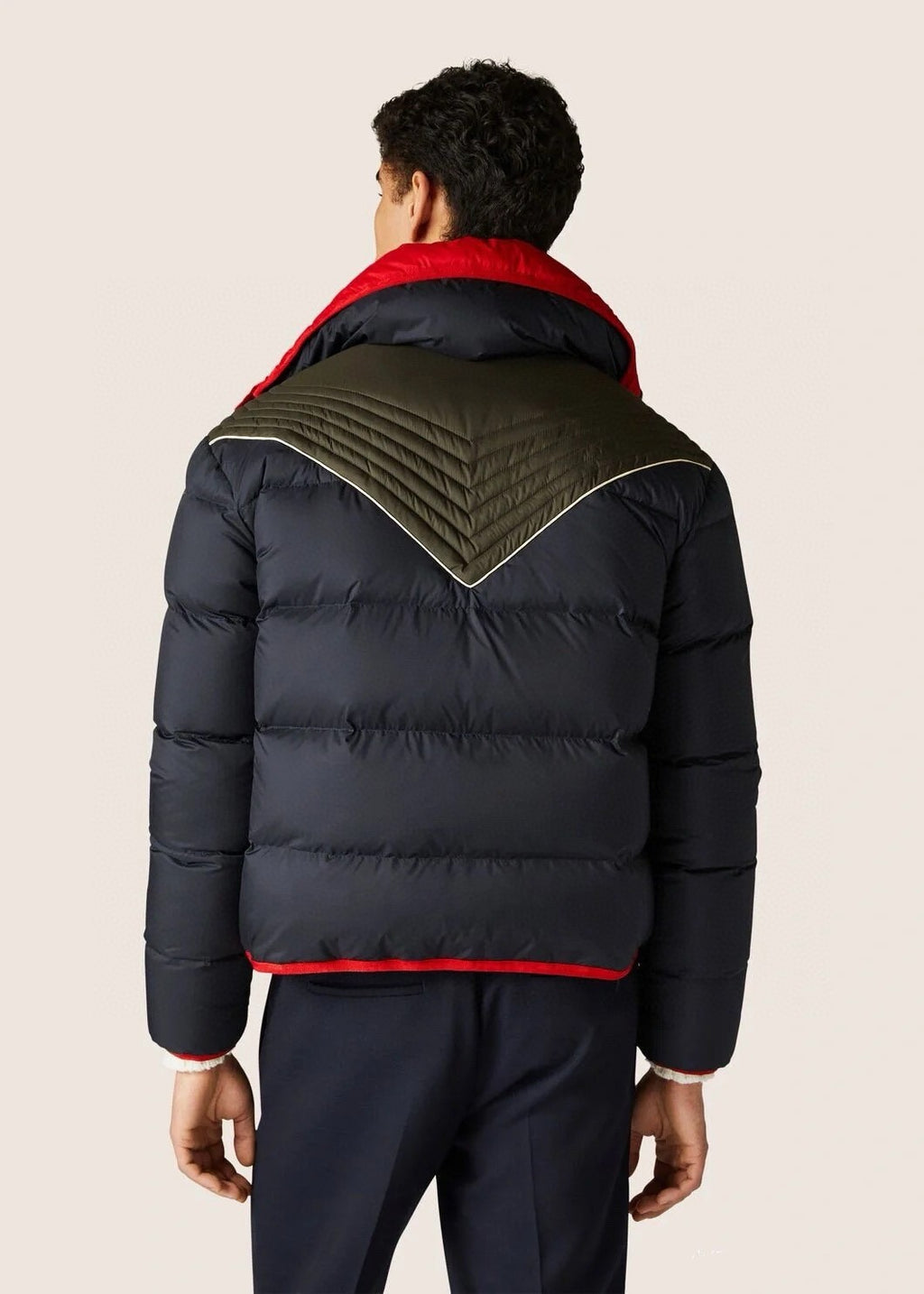 Loro Piana Men's Fall and Winter Colorblocking Lapel Reversible Zipper Long Sleeve Puffer Down Jacket #74426