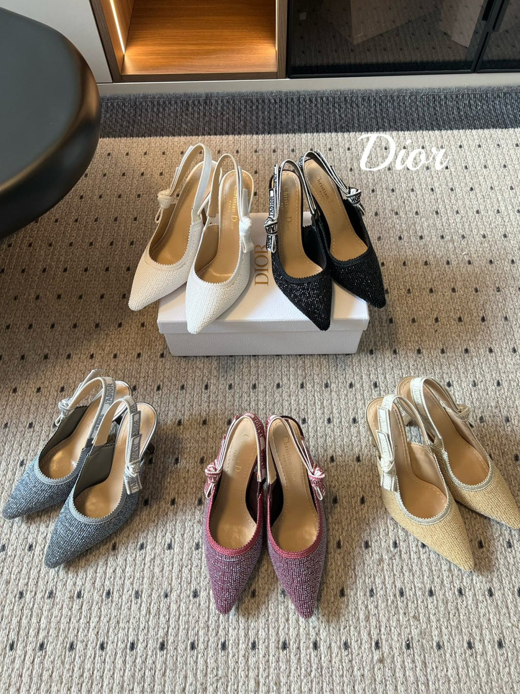 Dior J'Adior Women's Summer Solid Color Beaded Pointed Toe 10cm High Heel Sandals Shoes #77656