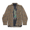 Balenciaga Men's Spring And Autumn Checkered Lapel Aged Cotton PARIS LIBERTY Loose Long Sleeve Solid Layered Shirt #73368