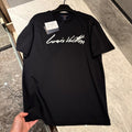 LOUIS VUITTON Women's and Men's Handwritten Logo T-shirt Simple Basic Style Embroidered letters ##332341