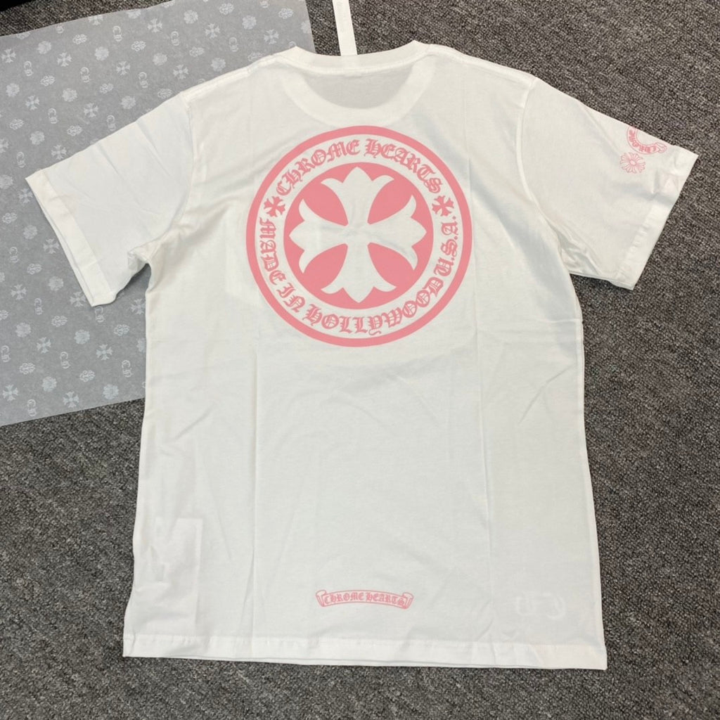 Chrome Hearts Men's and Women's Summer Solid Color Printed Round Neck Cotton Short Sleeve T-Shirt #77935