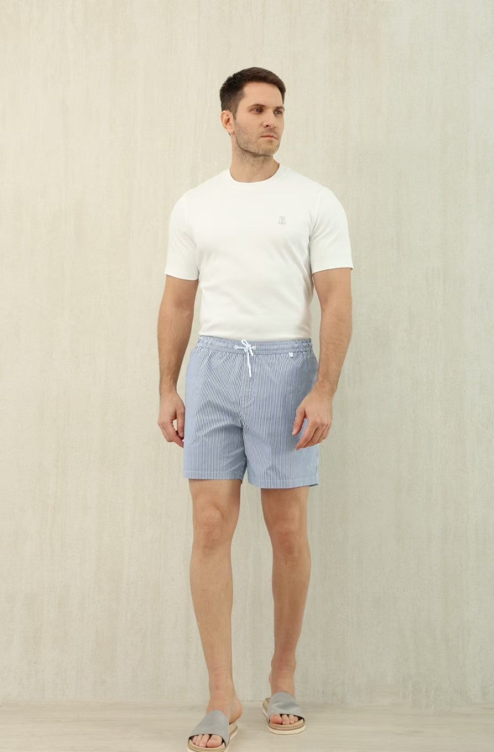 Loro Piana Men's Summer Letter Solid Color Mid Waist Tie Straight Bay Swim Shorts Ngvp #9959