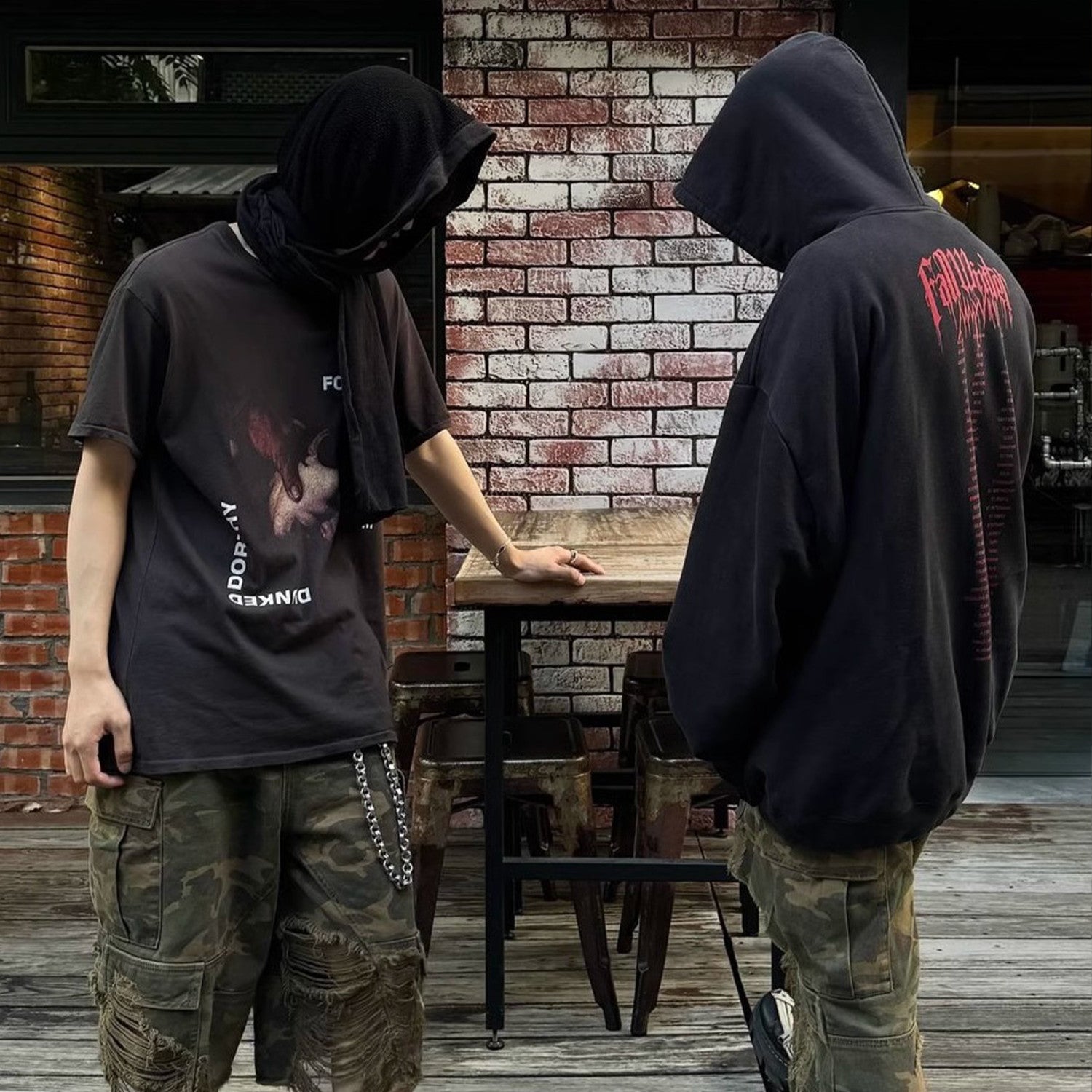Vetements Men's High Street Dark Style Letter Print Hooded Sweatshirt Spring And Autumn Fashion Single Piece Peplum Loose Sweatshirt Ngvp #1177