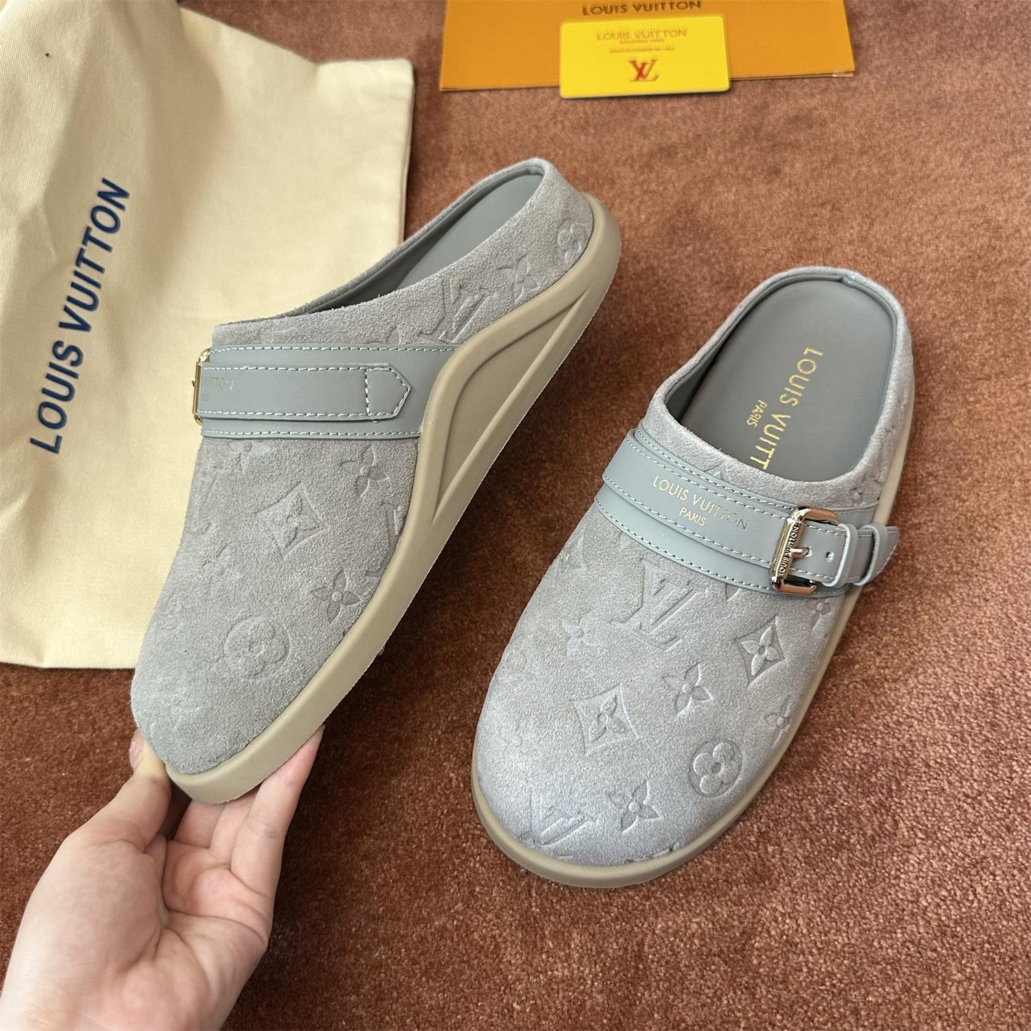 Louis Vuitton LV To-Go Comfort Women's Summer Alphabet Print Suede Leather Birkenstock Sandals Shoes #77536