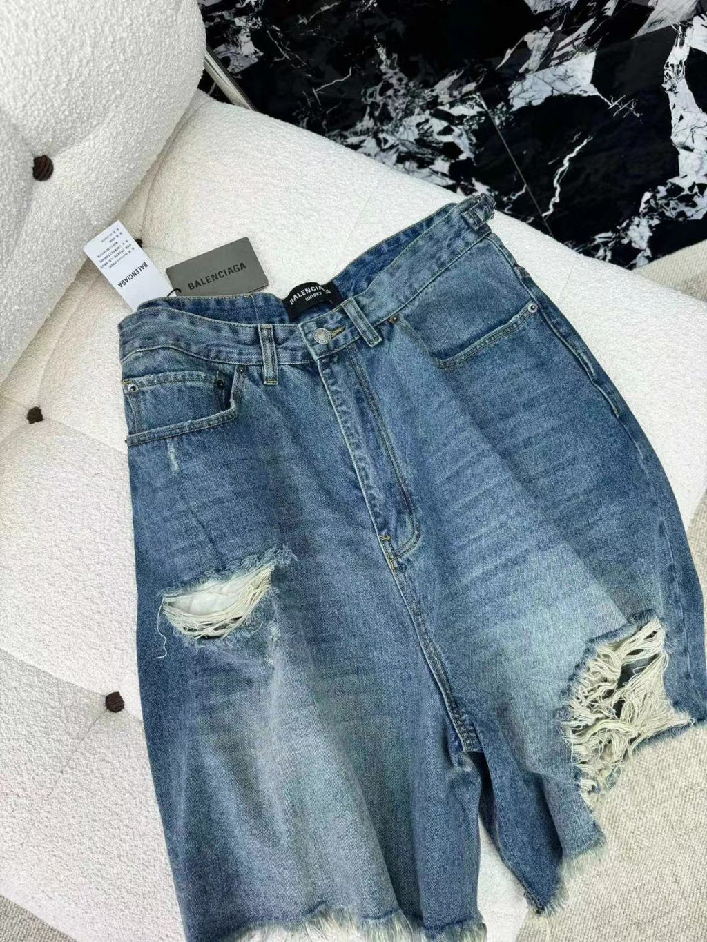 Balenciaga Men's Women's Summer Solid Color Destruction Doing Old Loose Casual Shorts Ngvp #8282