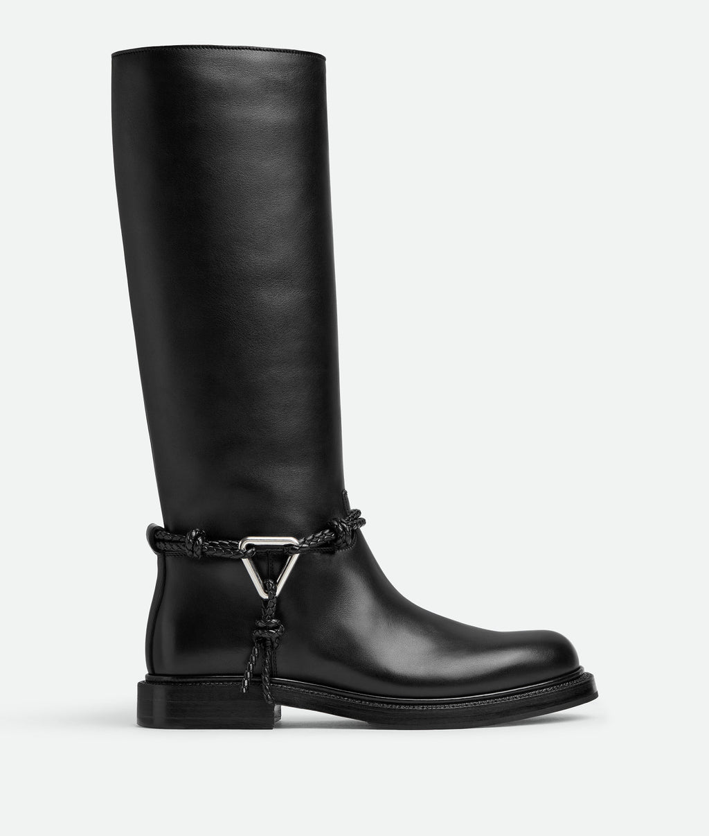Bottega Veneta Women's James Knee-High Boots Solid-Color Leather Round-Toe Knee-High Boots Chunky Heel Casual Shoes Ngvp #2574