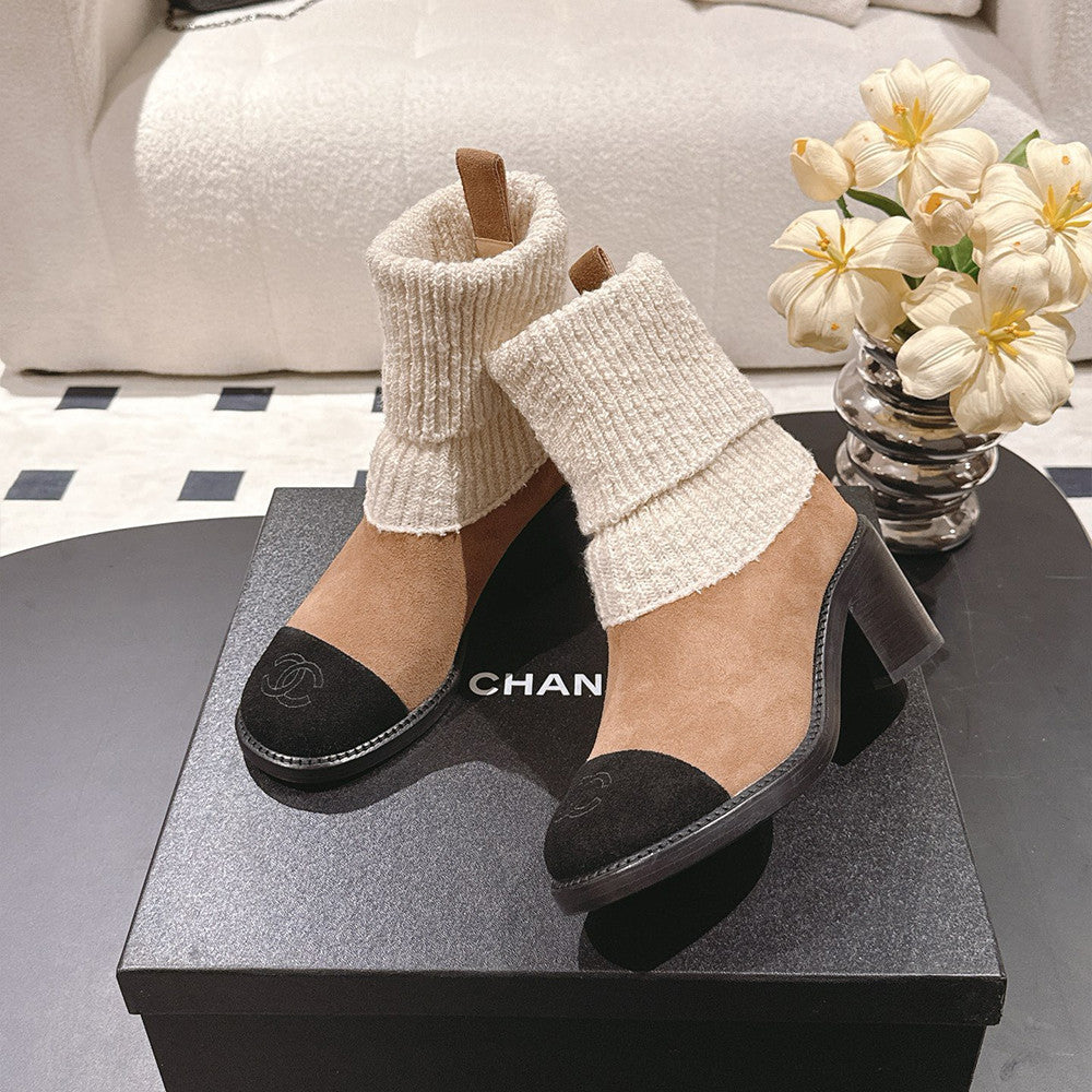 Chanel Knitted Socks High Heel Boots #335028