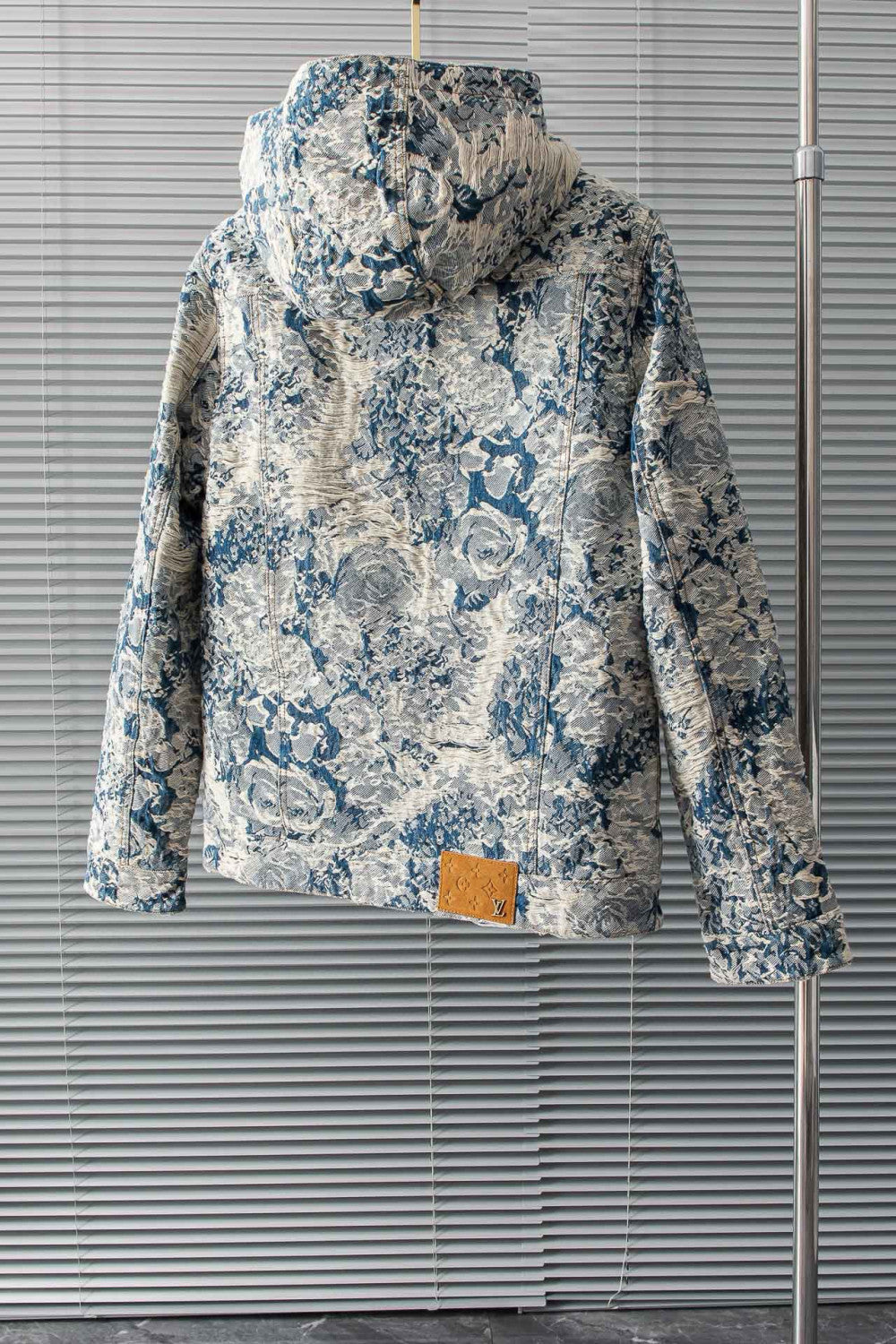 Louis Vuitton Men's Winter Floral Jacquard Washed And Fringed Denim Jacket Down Jacket Warm Fit Coat Ngvp #7626