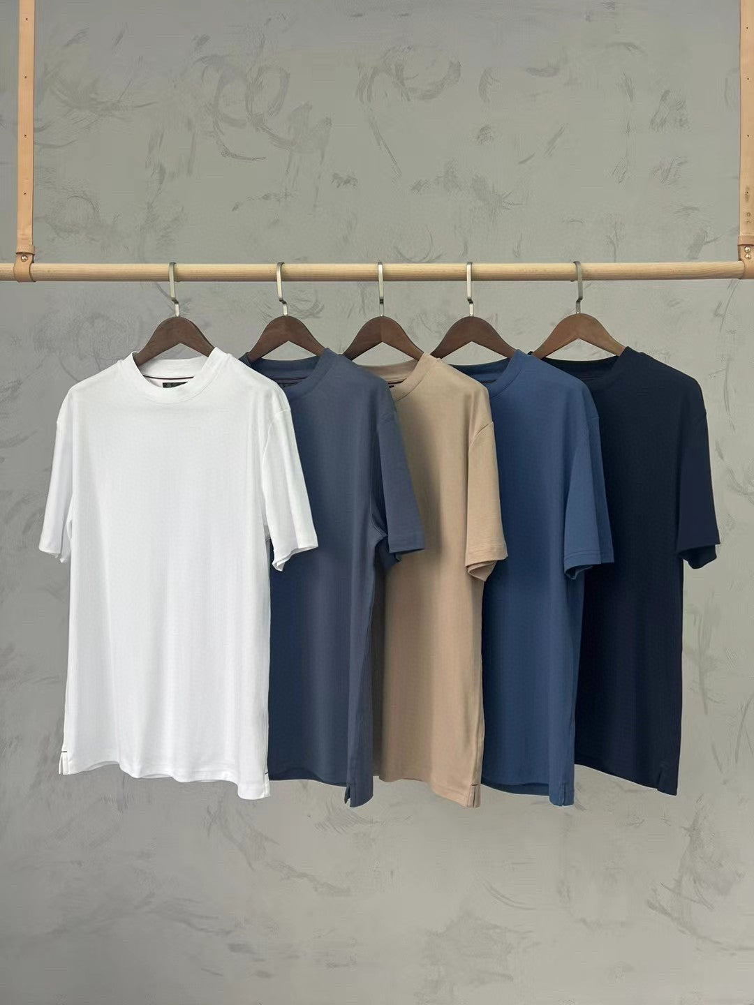 Loro Piana Men's Summer Solid Color Casual Fashion Round Neck Cotton Short Sleeve T-Shirt #98734