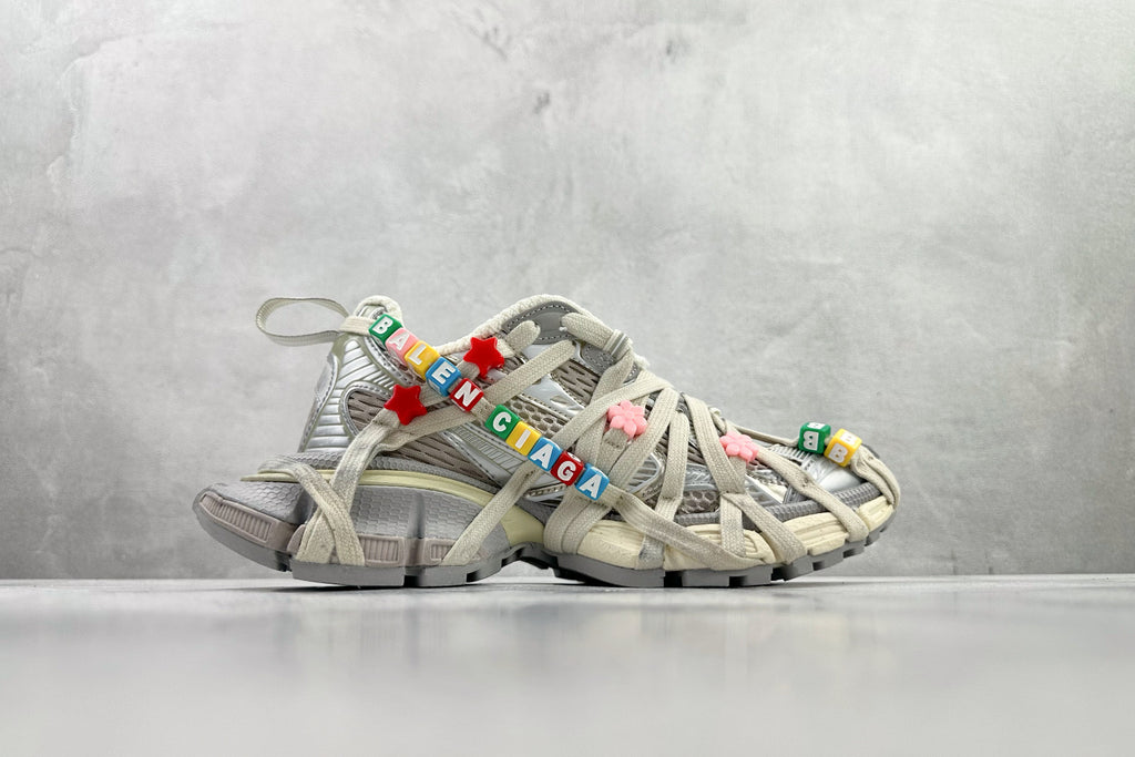 Balenciaga Women's 3xl Extreme Lace Sneaker in Eggshell Multicolor #376551