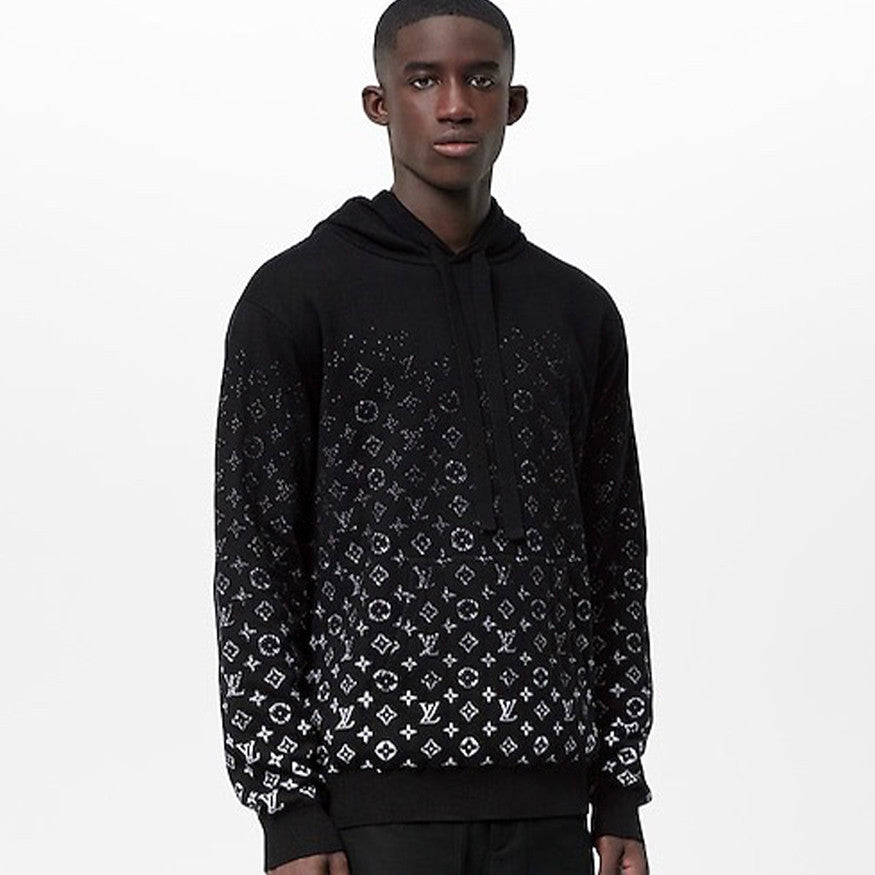 Louis Vuitton Men's Spring And Autumn Gradient Logo Knitted Hoodie Fashionable And Casual Drawstring Sweater  #95123