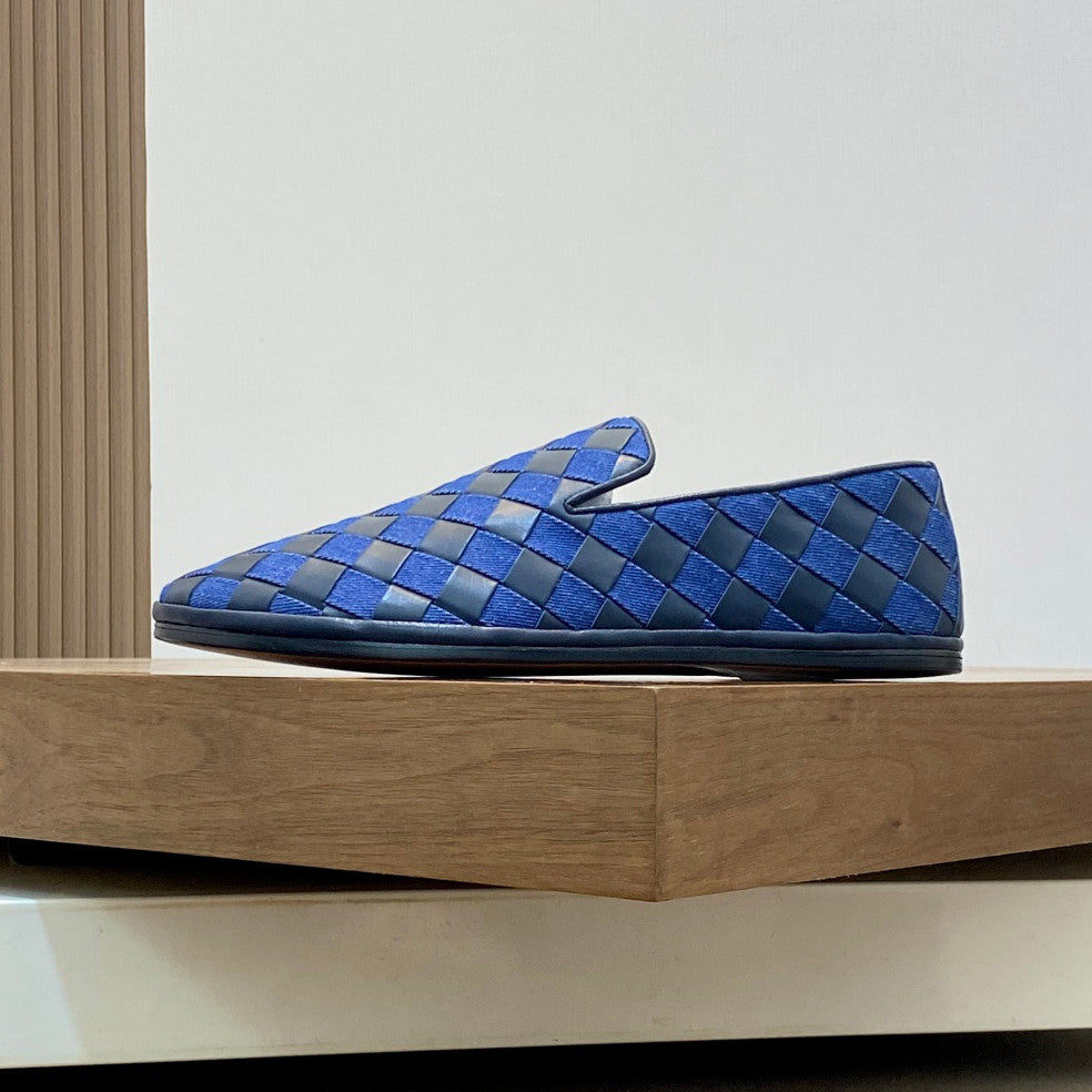 Bottega Veneta Men's and Women's Spring/Fall Fashion Casual Round Toe Slip On Leather Hand-Woven Oxford Shoes Shoes #78859