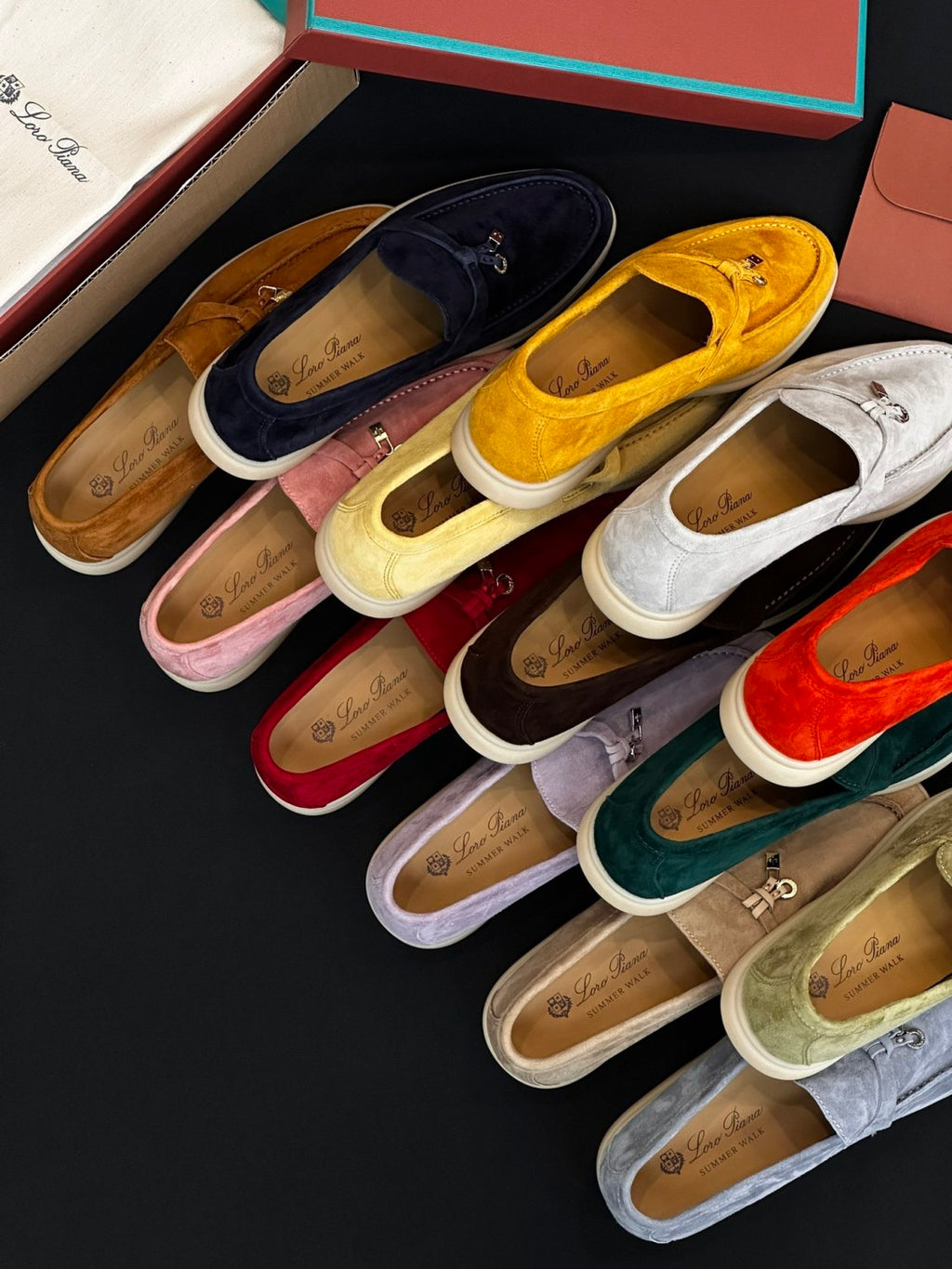 Loro Piana Women's Summer Charms Walk Mocassin Shoes Suede Round-Toe Solid-Color All-Season Casual Shoes #81538