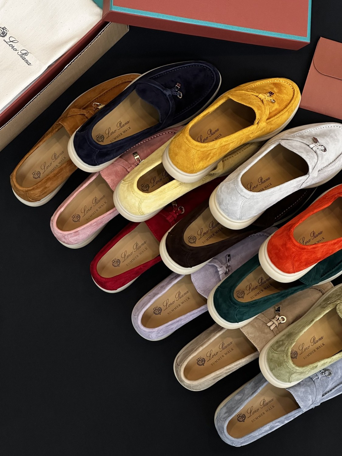 Loro Piana Women's Summer Charms Walk Mocassin Shoes Suede Round-Toe Solid-Color All-Season Casual Shoes #81538