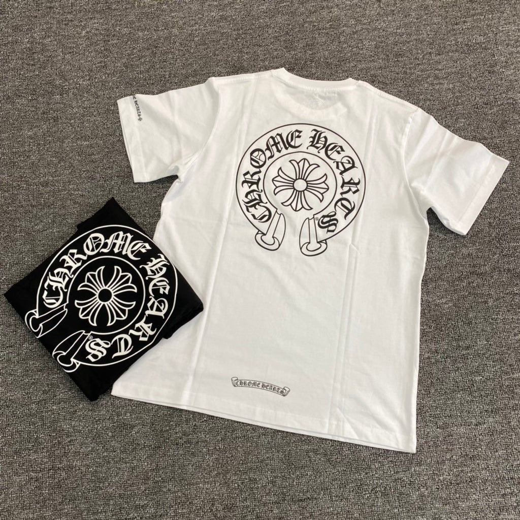 Chrome Hearts Men's Summer Solid Color Sanskrit Print Round Neck Cotton Short Sleeve T-Shirt #77168