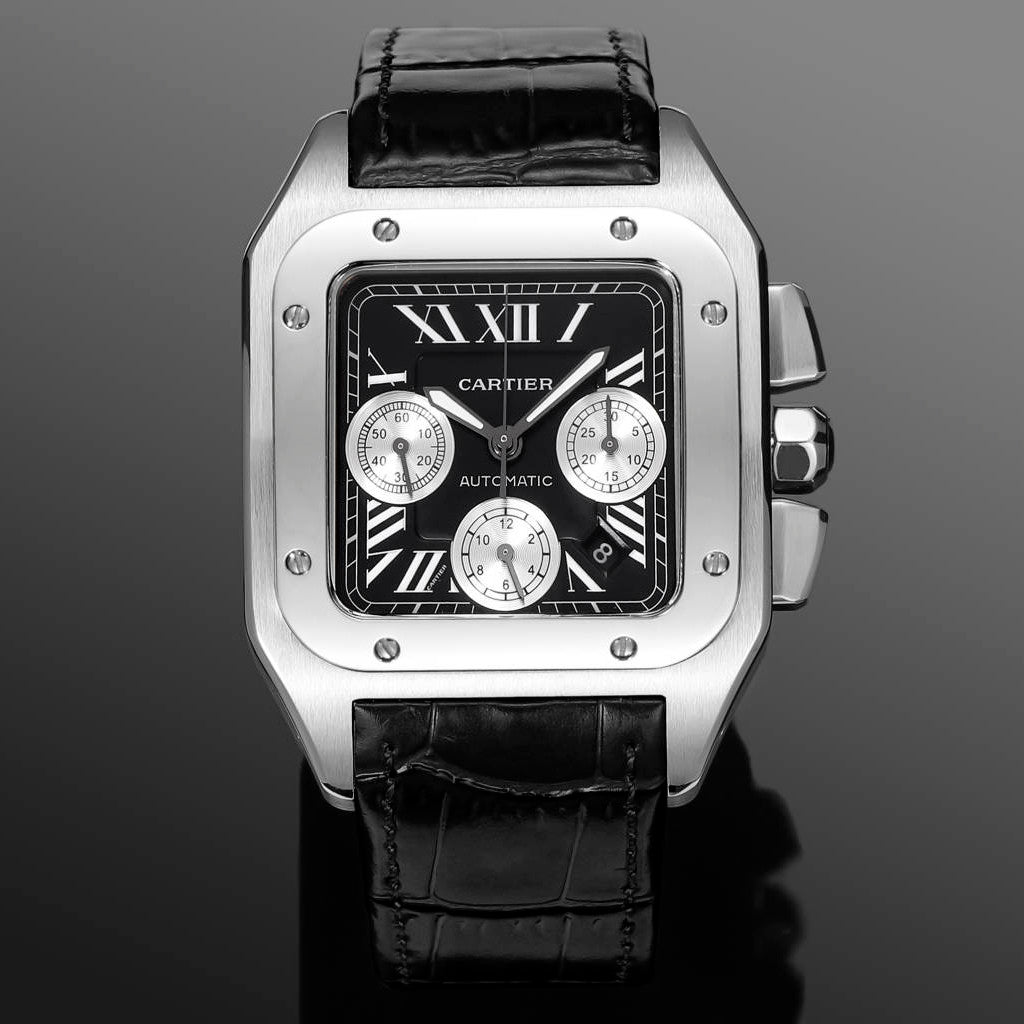 Cartier Santos Men's Automatic Mechanical Movement Roman Scale Date Display Chronograph 100M Water Resistant Mechanical Watch #72997