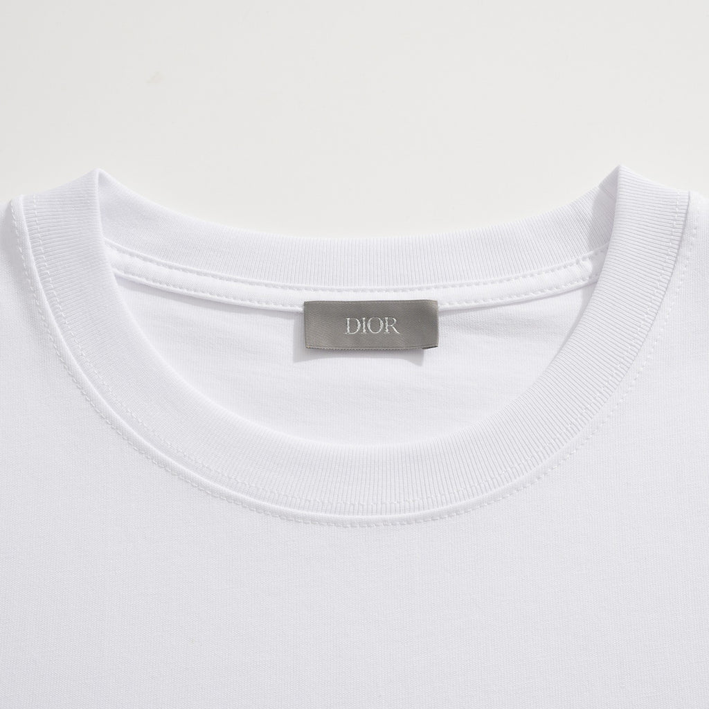 Dior Men's Summer Embroidered Print Solid Color Cotton Crew Neck Short Sleeve T-Shirt #77831