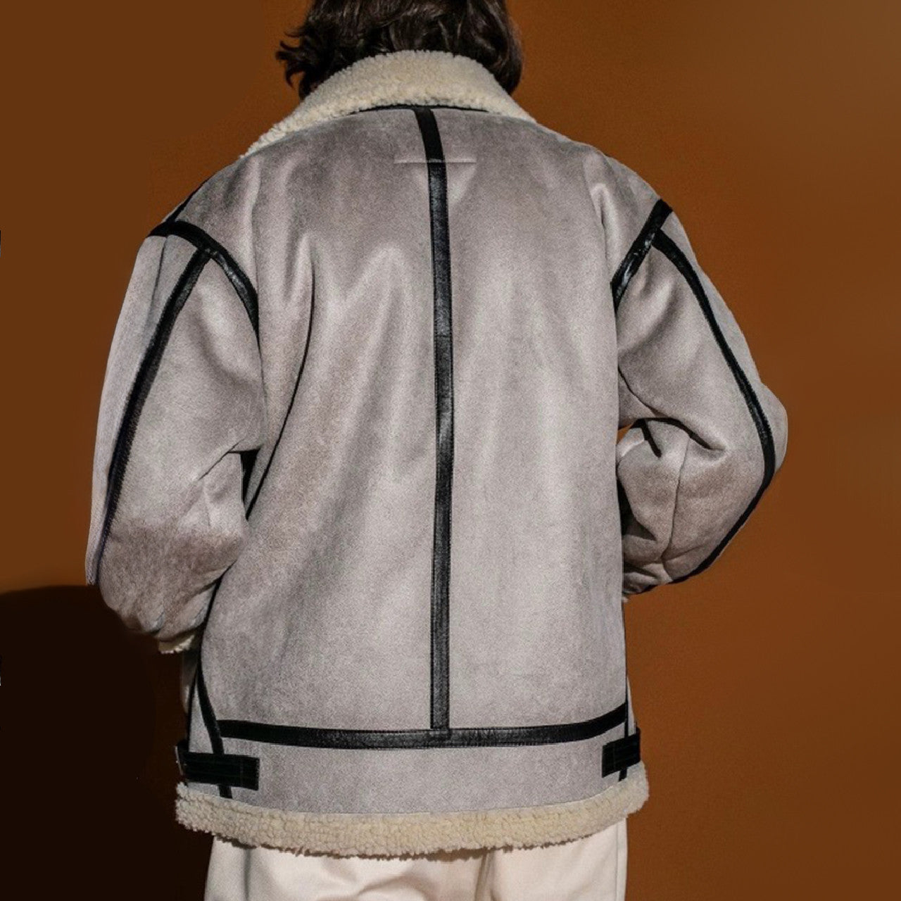 Alpha X Monkey Time Men's Fall And Winter Fashion Short Lapel Fur One Flight Jacket Lamb's Wool Retro Casual Jacket Ngvp #7692