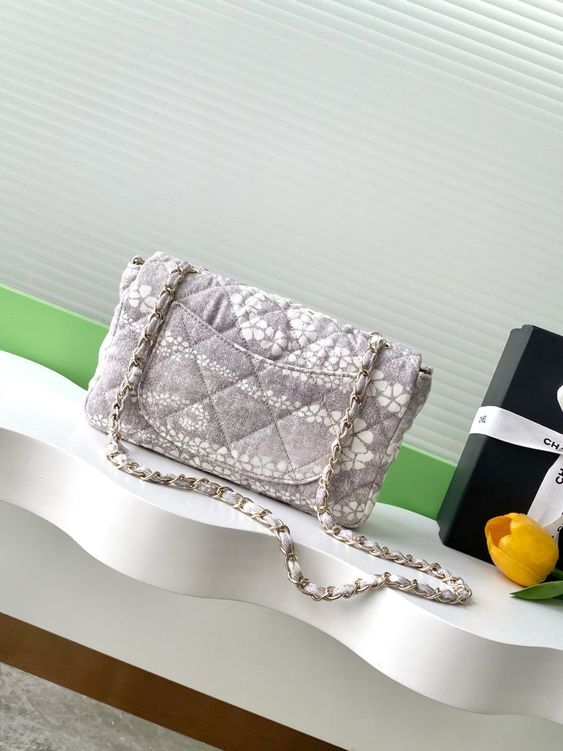 Chanel Women's Solid Color Chain Cherry Blossom Print Cotton Flap Bag Shoulder Bag Crossbody Bags #77445