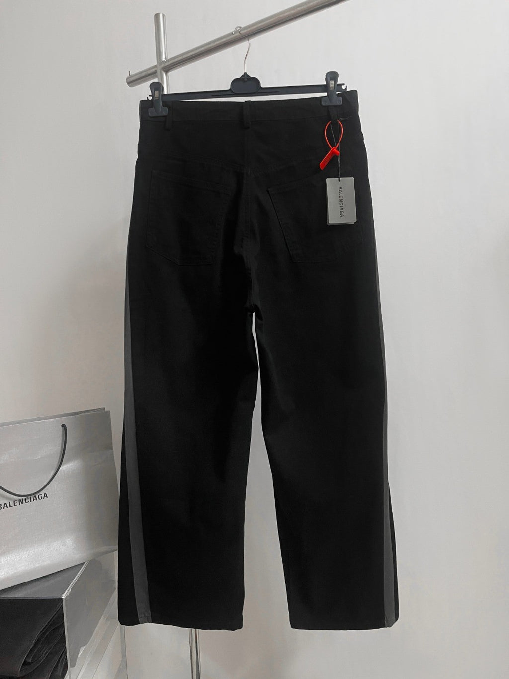 Balenciaga Men's Spring & Autumn Logo Printed Solid Color Lace-Up Mid-Rise Straight Leg Casual Pants #74653