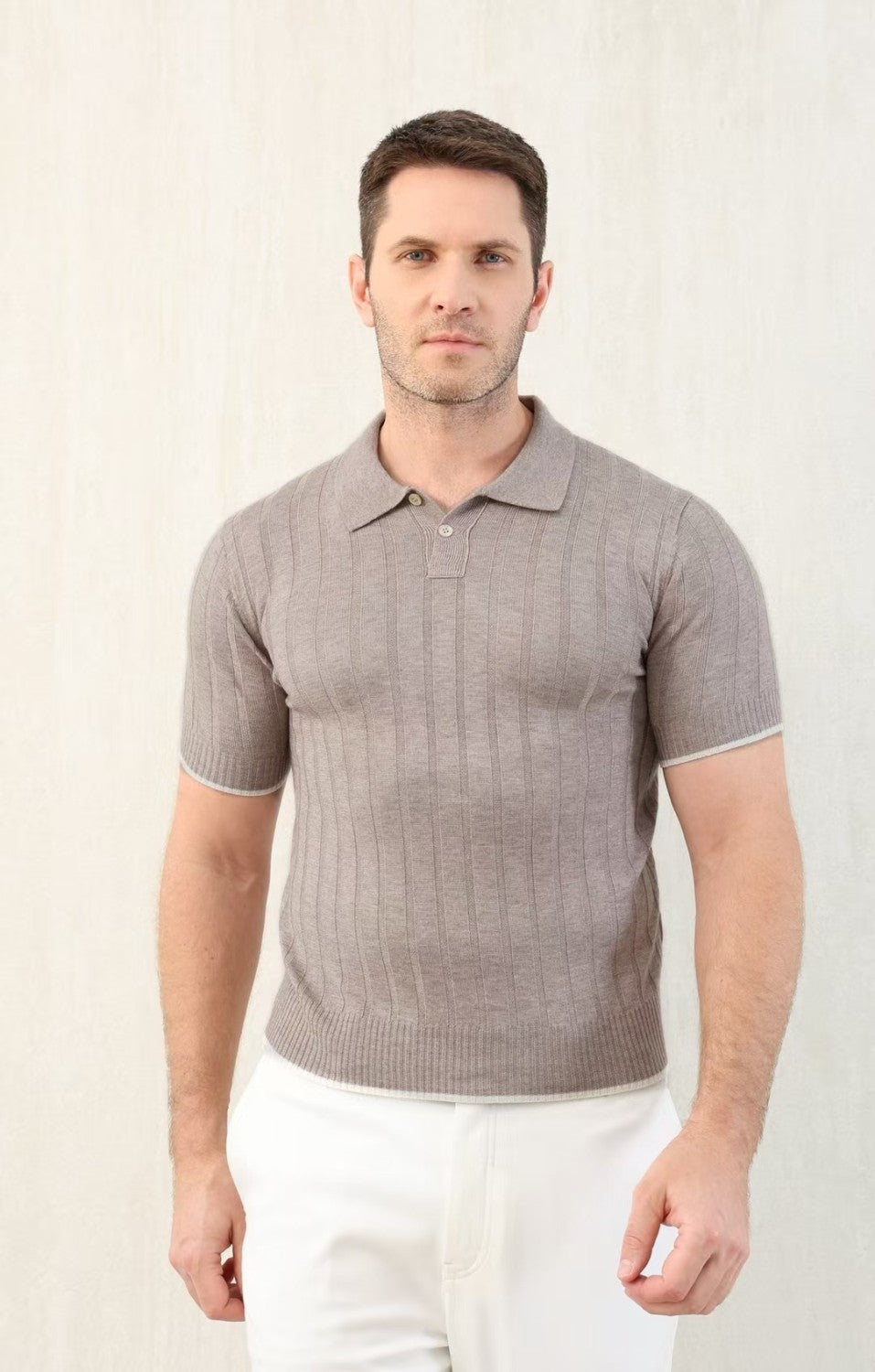 Brunello Cucinelli Men's Spring And Summer Solid Color Lapel Fitted Short Sleeve Polo Shirt Ngvp #1447