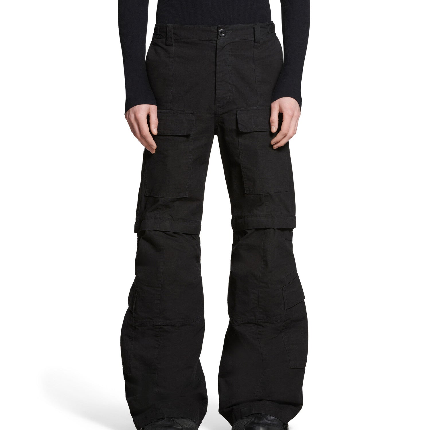 Balenciaga Men's Women's Four Seasons Solid Color Cotton Zipper Loose Flare Casual Work Pants Ngvp #7247