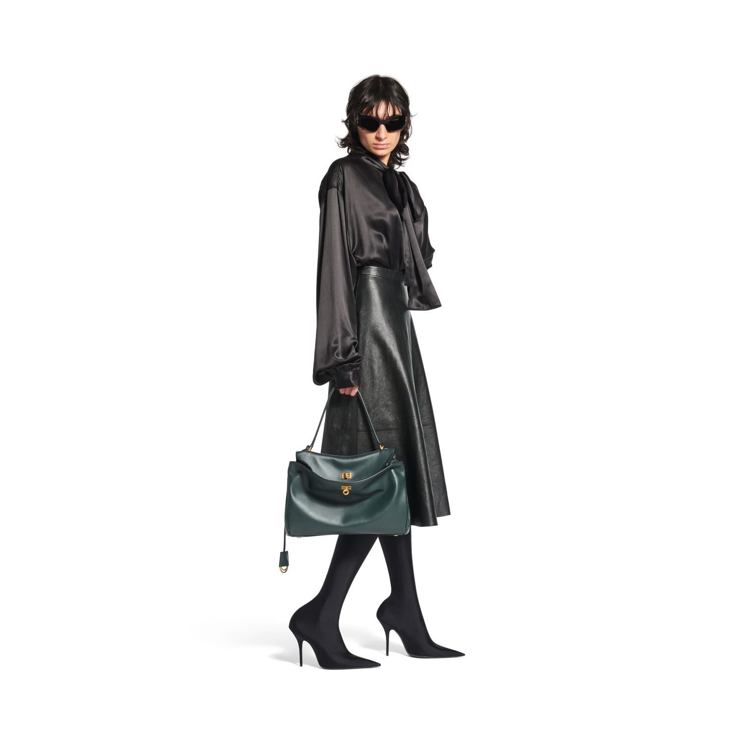 Balenciaga Women's Fashion Rodeo Medium Handbag Casual Pure Color Cowhide Leather Shoulder Crossbody Bags Bags 7897722AA4U1000 Ngvp #9916