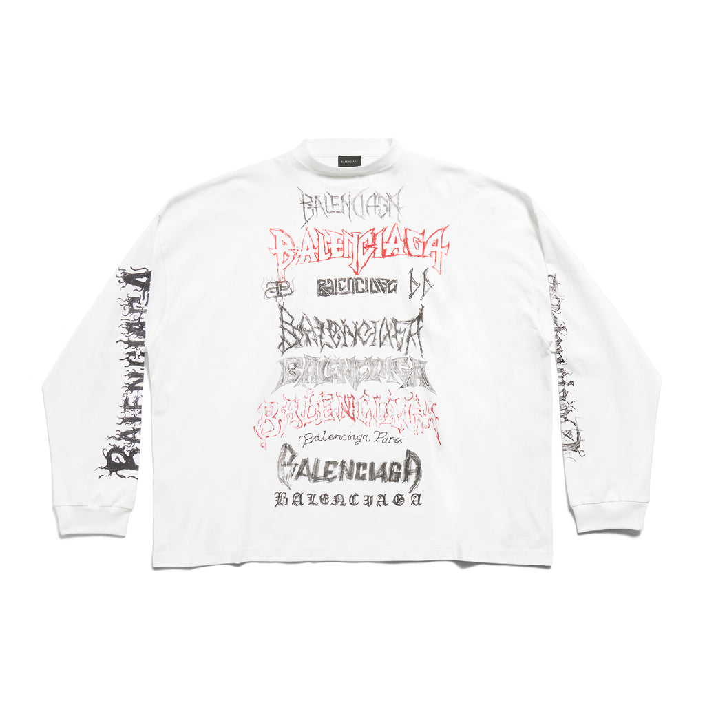 Balenciaga Men's And Women's Spring And Fall Retro Letter Silhouette Plain Knit Fabric Long Sleeve T-shirt Pullover #98139