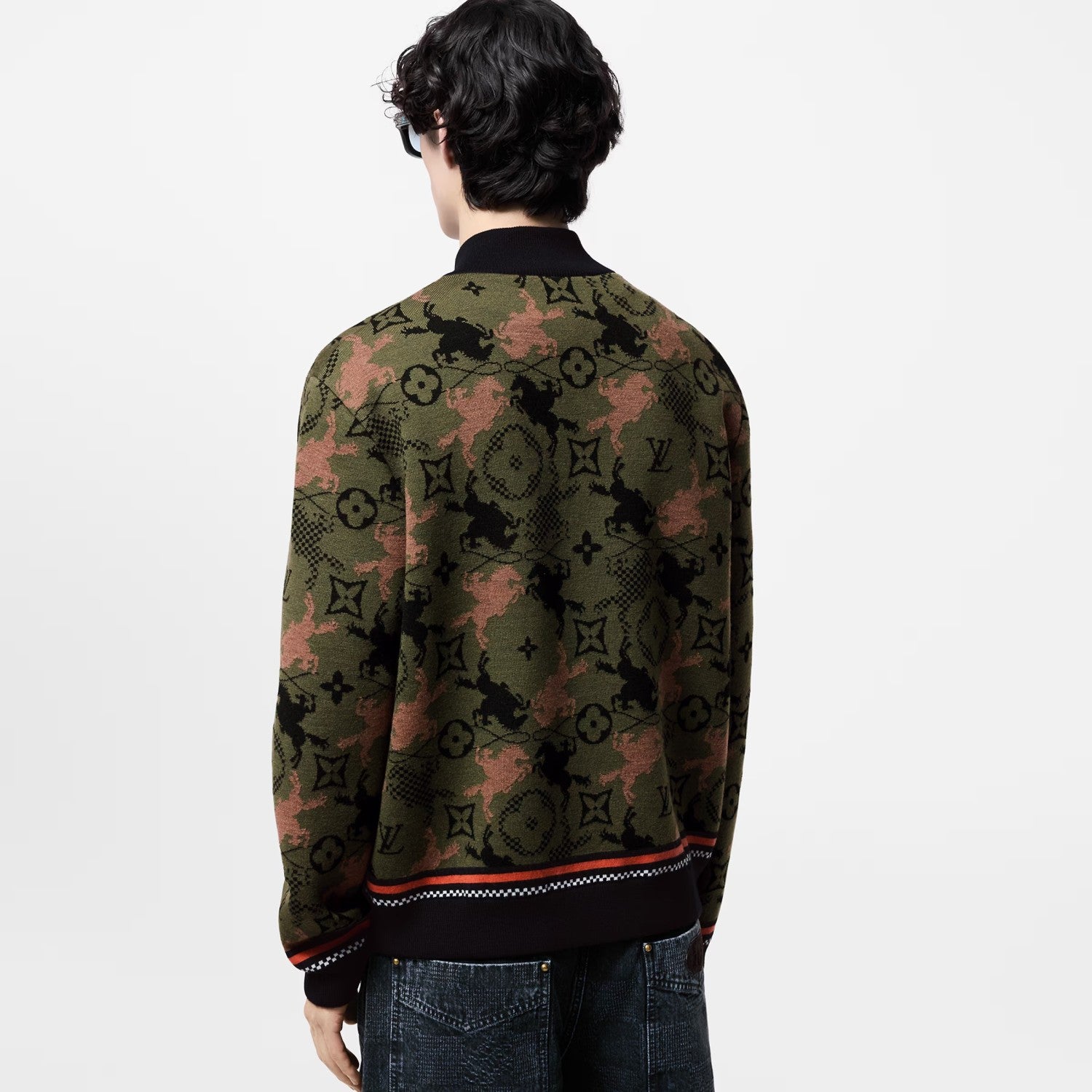 Louis Vuitton Men's Spring Autumn Solid Color Jacquard Pattern Sheep Wool Pilot Knit Long Sleeve Coat Jacket #71534