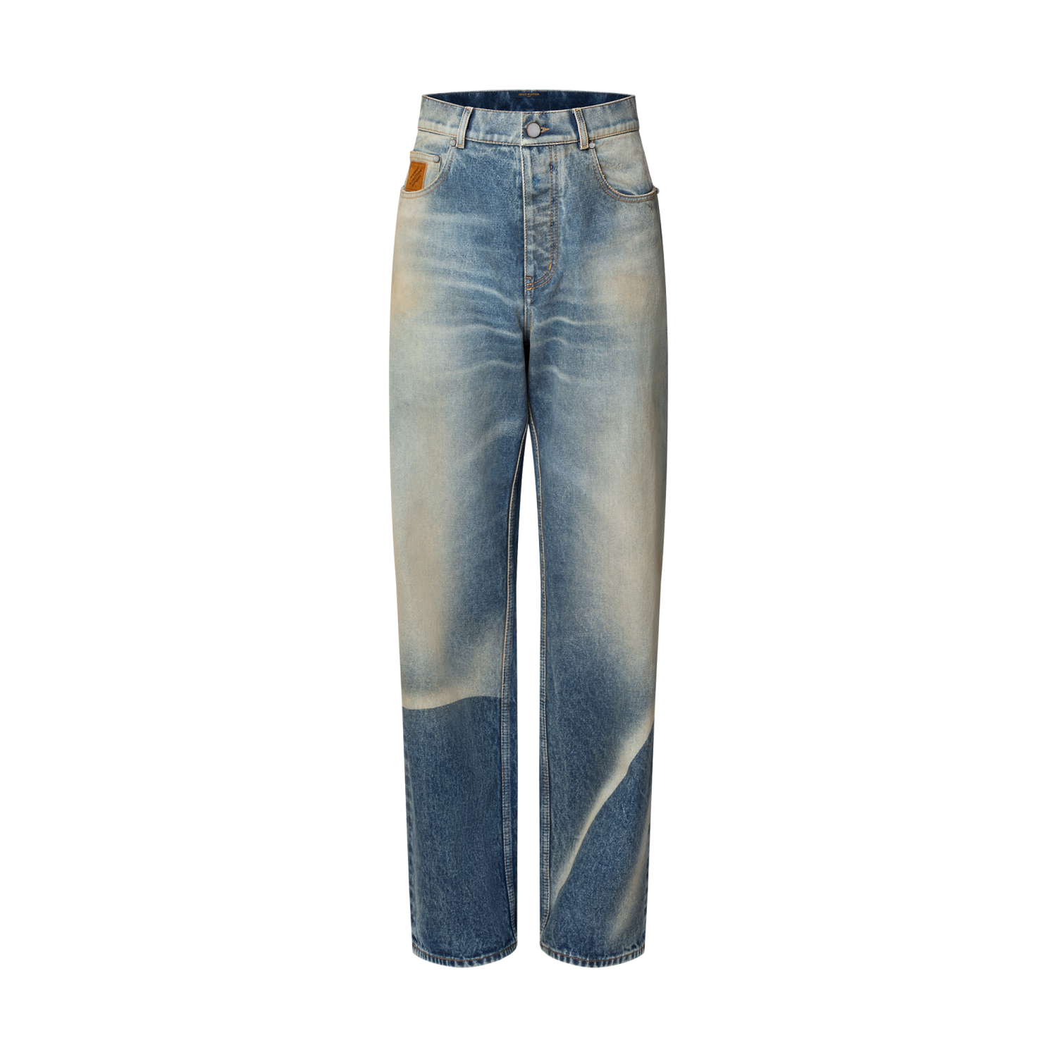 Louis Vuitton Sun Fading Effect Denim Long Sleeve Shirt Skateboarding Jeans Pants Men'S Spring And Summer Fashion High Street Trend Casual Suit Set #75985