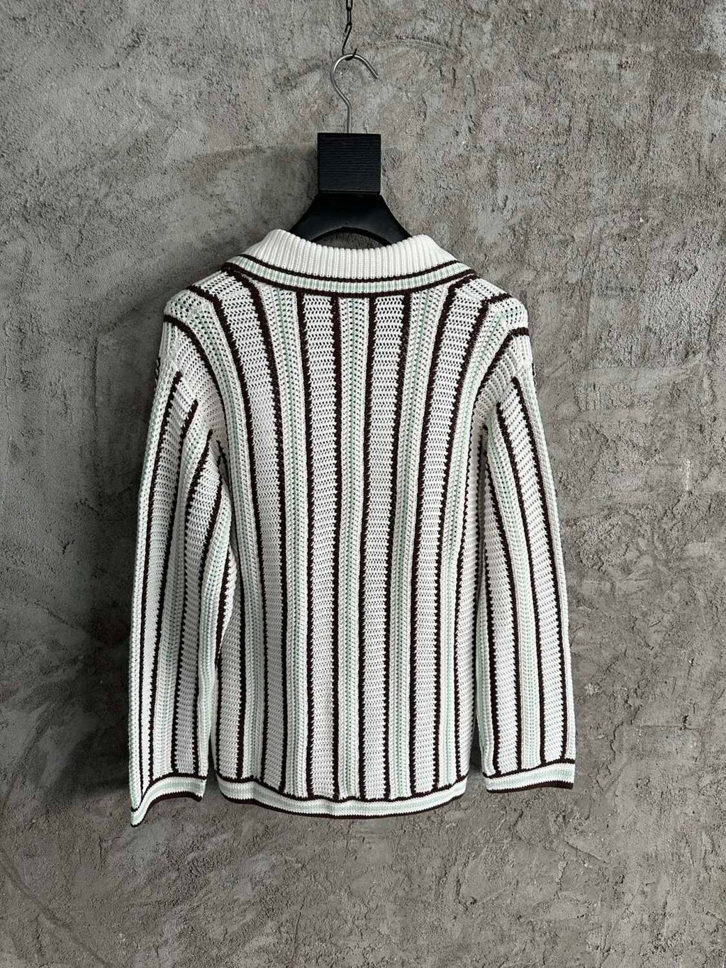 CASABLANCA 25SS Men's Brown Vertical Striped Long-sleeved Sweater Cardigan #333098