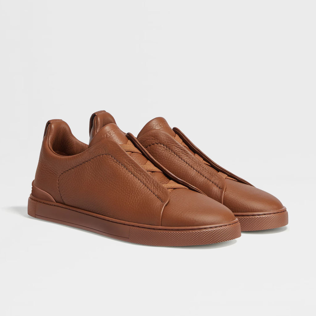 Ermenegildo Zegna Men's Solid Color Leather Fabric Simple Flat Casual Shoes #77176
