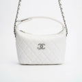 Chanel 25B Silver Buckle Star Double C Lunchbox Bag Single-Shoulder Crossbody Tote Hobo Bag Fashionable White Chain Handbag Bags #193527