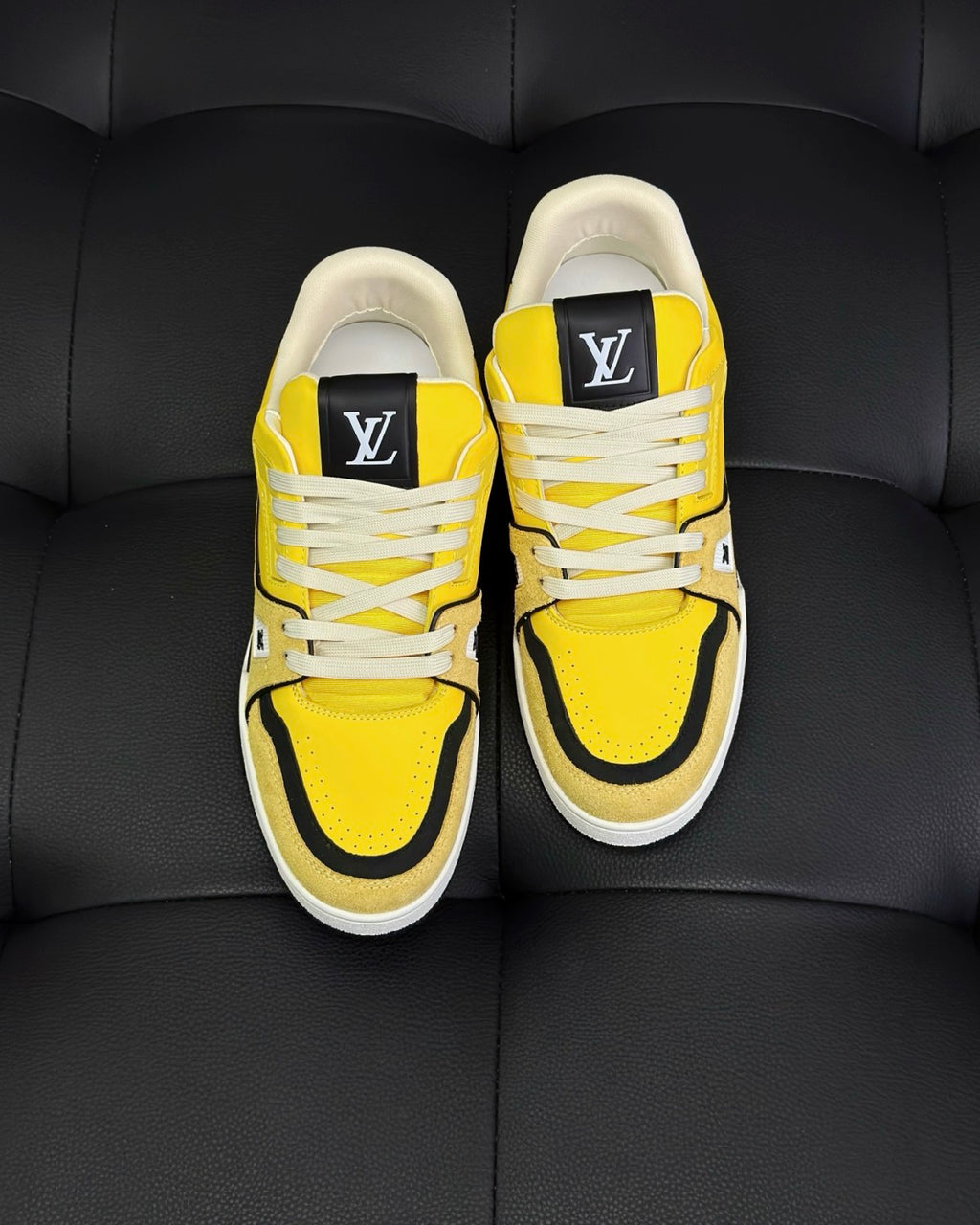 Louis Vuitton LV Trainer Men's And Women's Solid Color Cowhide Leather Round Toe Low Top Lace-up Sneakers Shoes #77891