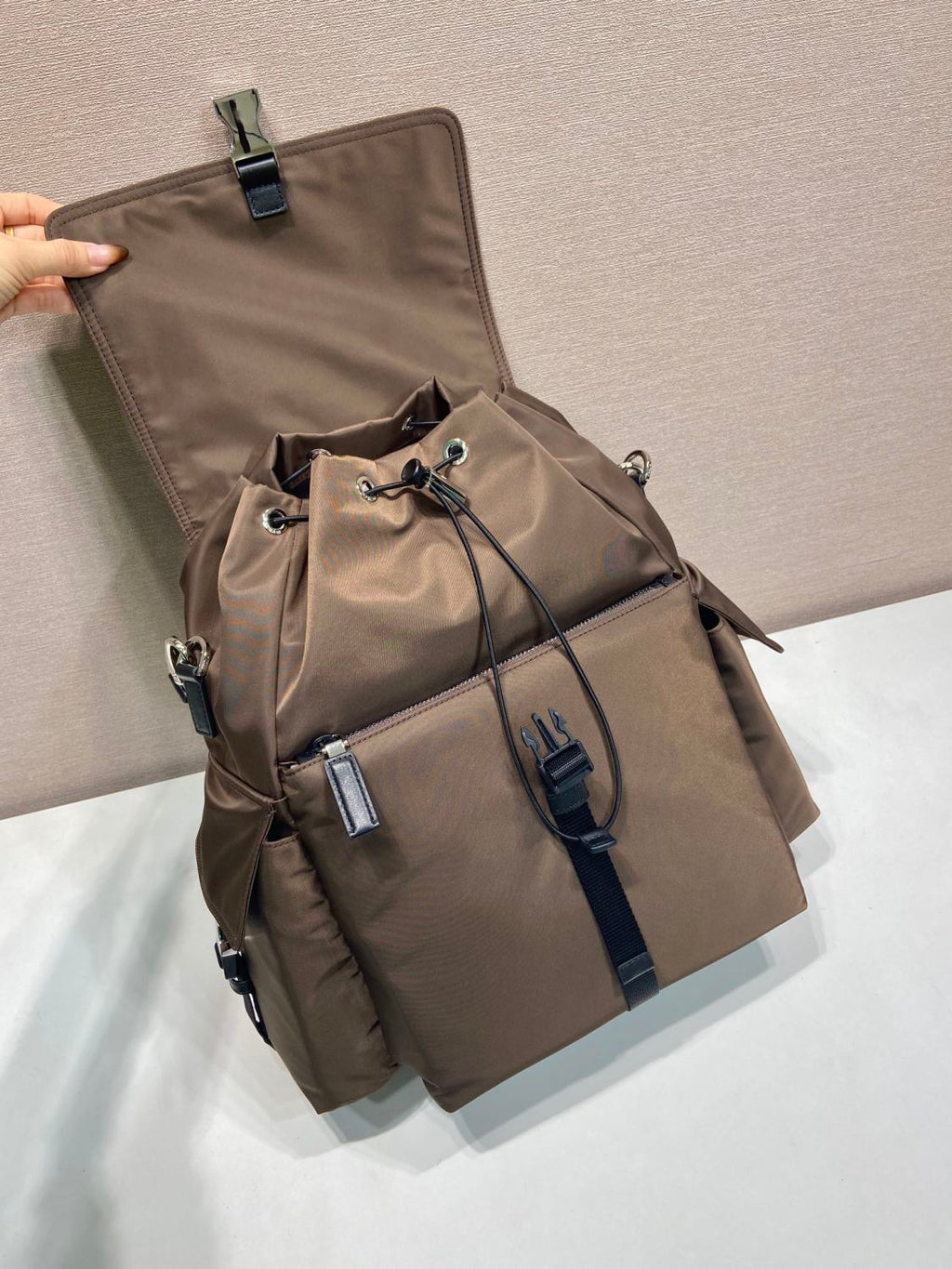 PRADA Black Prada Explore Re-nylon And Leather Backpack #378298