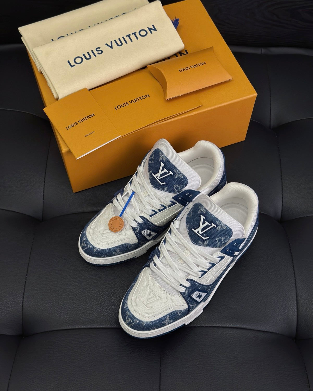Louis Vuitton LV Trainer Sneakers Monogram Denim Men's And Women's Spring Summer Fashion Exquisite Trend Casual Sneakers Lace-up Low-top Shoes #81436