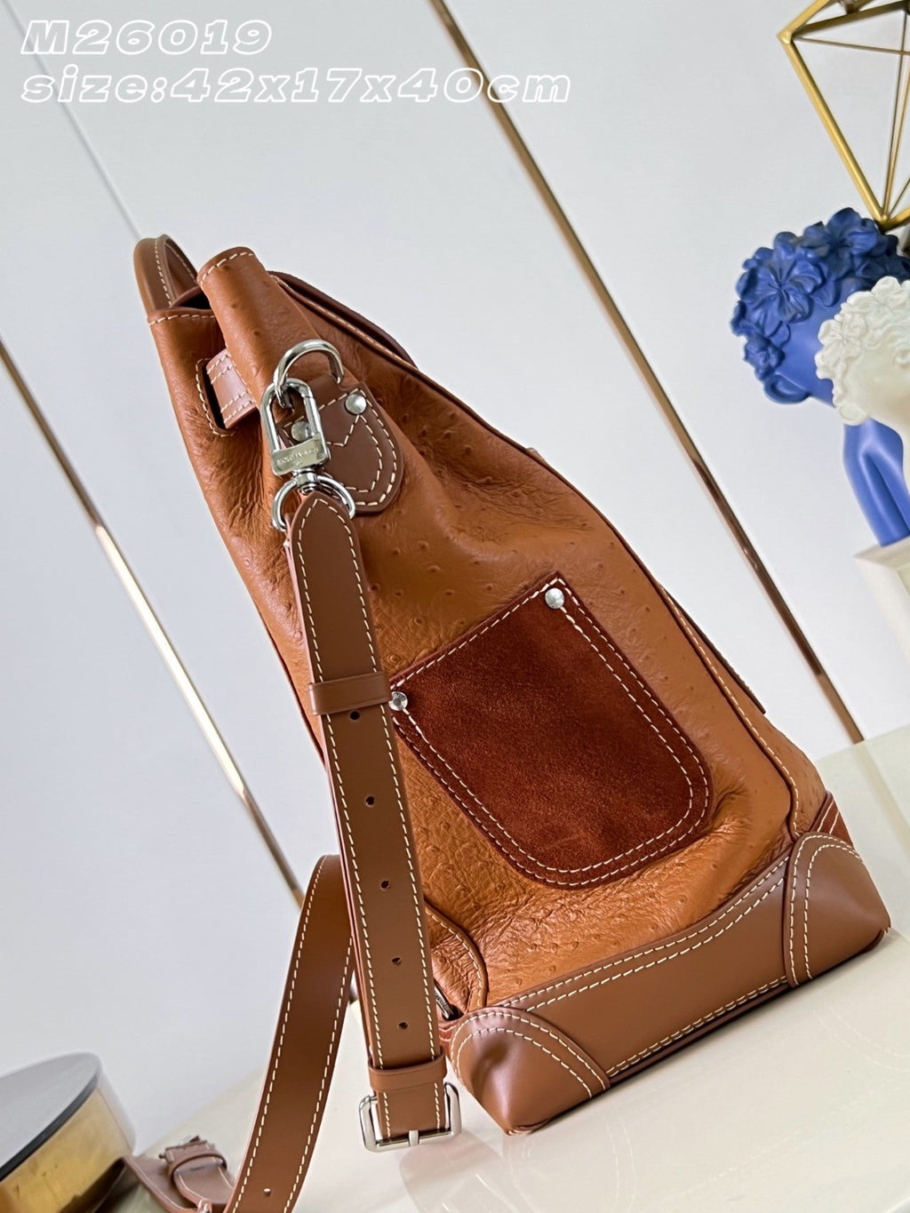 Louis Vuitton Steamer 40 Workwear Handbags Ostrich Skin Pharrell Williams Men's  Stylish Brown Shoulder Bag Bags #84298A