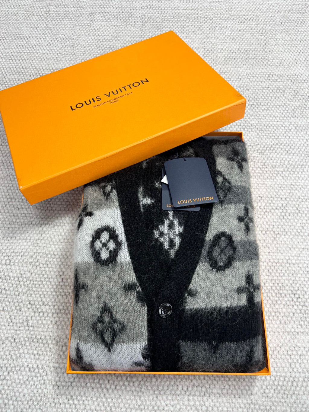 Louis Vuitton Monogram Mohair Cardigan Wool Single Breasted Jacket #96617