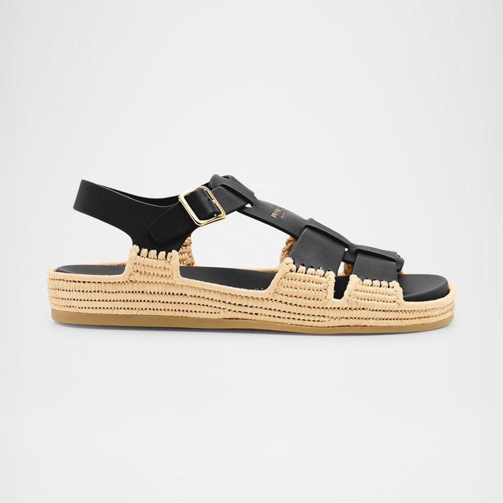 Prada Leather Fisherman Espadrille Sandals #380312