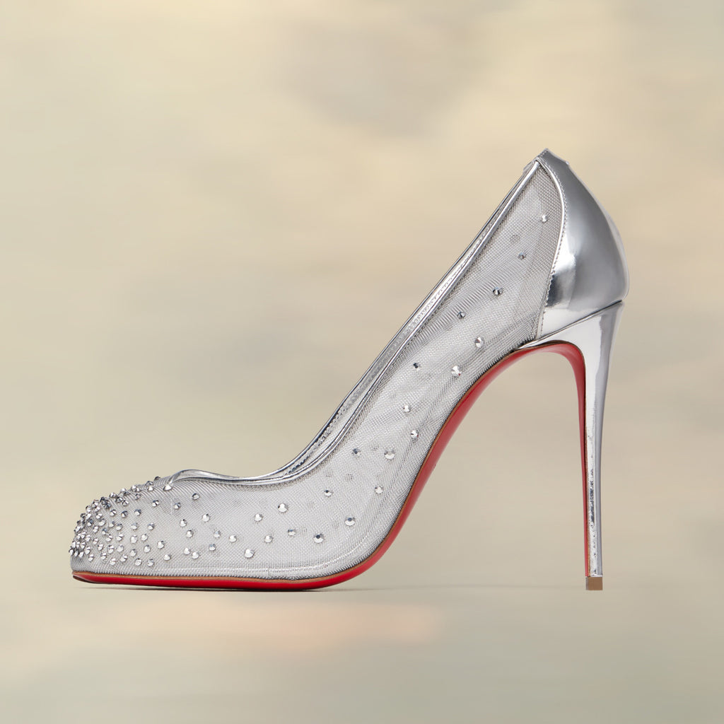 Christian Louboutin X Maison Margiela Women's Bridiela Una Strass High Heels Spring Summer Autumn Round Toe Calfskin Pure Color Split Toe Fine Heel 10cm High Heeled Single Shoes Ngvp #1546