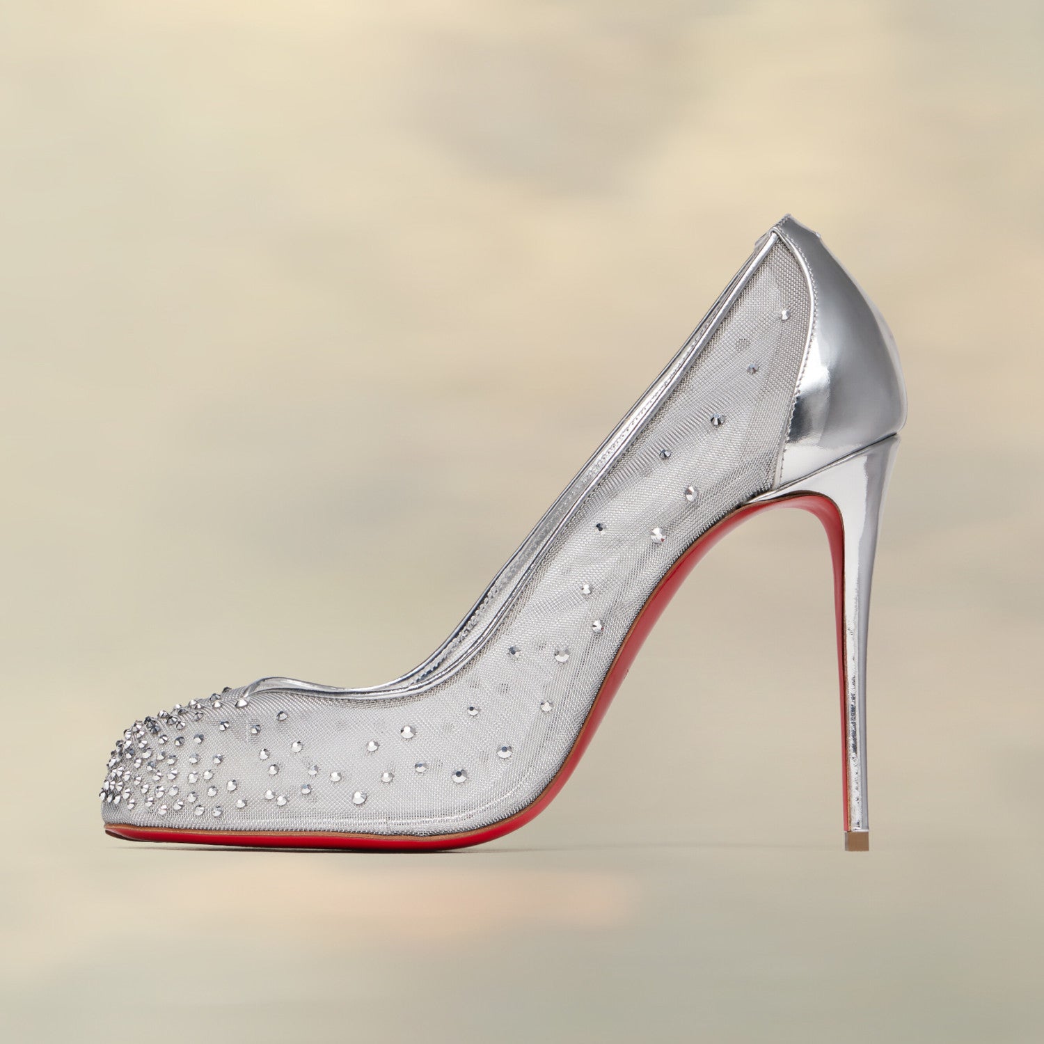 Christian Louboutin X Maison Margiela Women's Bridiela Una Strass High Heels Spring Summer Autumn Round Toe Calfskin Pure Color Split Toe Fine Heel 10cm High Heeled Single Shoes Ngvp #1546